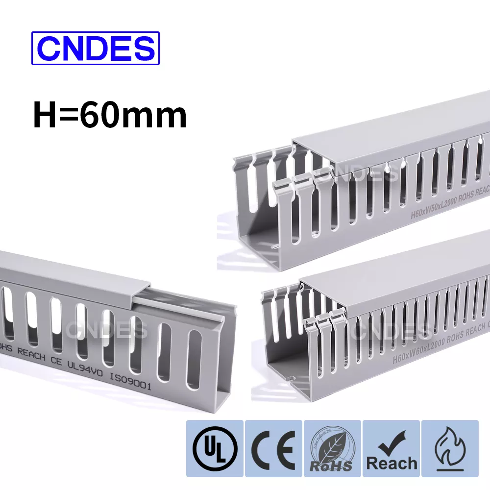 60 мм висота сірого щілинного ПВХ каналу проводки